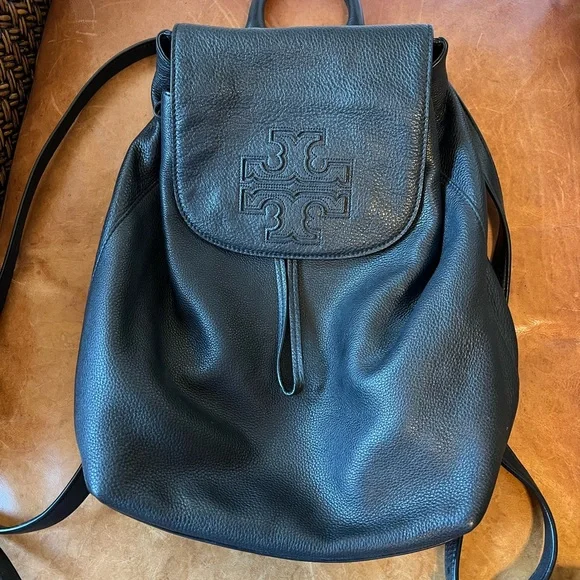 Tory Burch Harper Black Leather Backpack - Picture 6 of 9